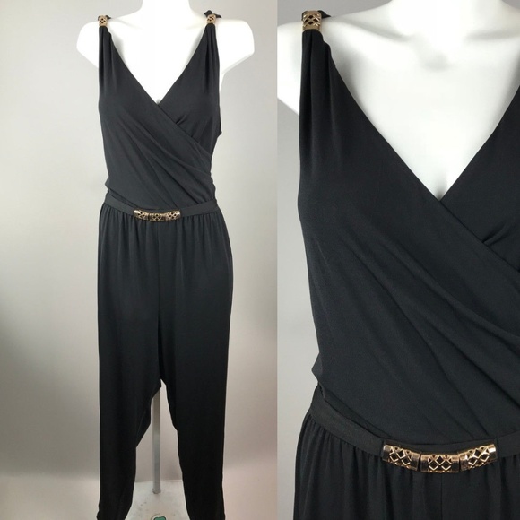 torrid Pants - Torrid Black Sleeveless Jumpsuit Gold Details 3x